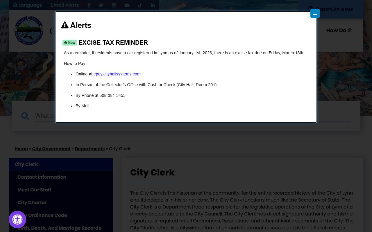 Lynn City Clerk office - Essex County birth records Massachusetts